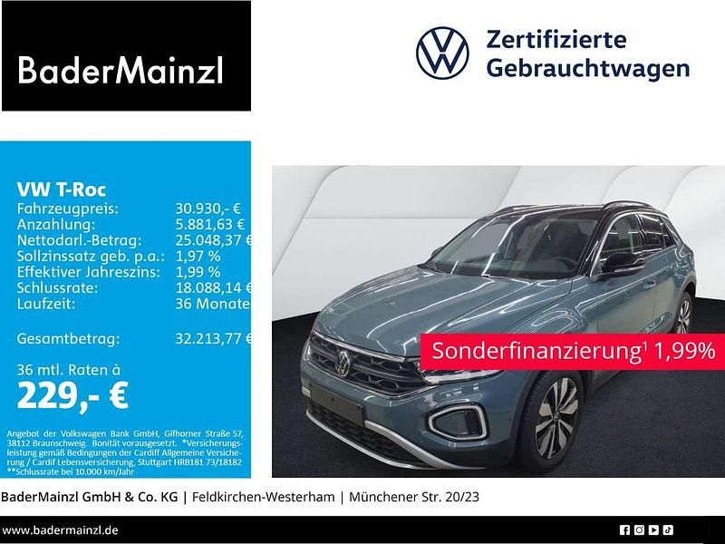 Petroleum blue metallic/schwar Gebraucht 2025 VW T-Roc Goal SUV | 30.930 € (Guter Preis) - Bild 1/4