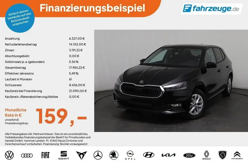 Neu Skoda Fabia Easy 95 PS (69 kW) 2026 Schwarz Kleinwagen