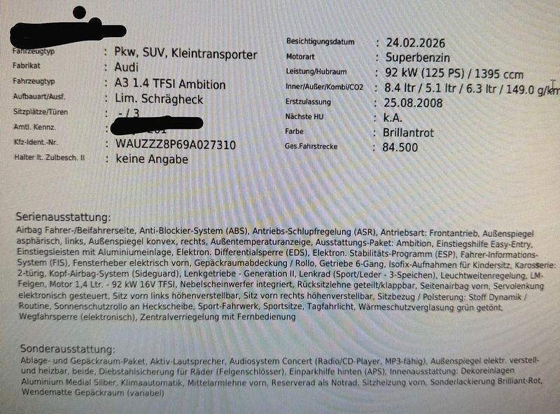 Gebraucht Audi A3 125 PS (91 kW) 2008 Rot Kleinwagen