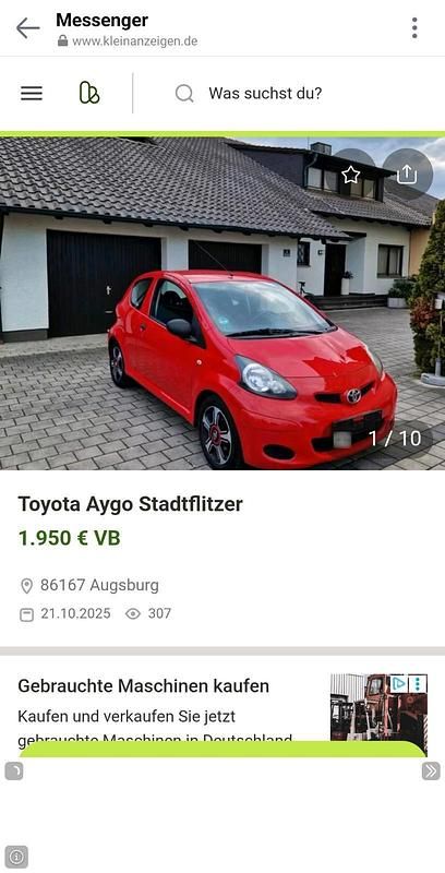 Gebraucht Toyota Aygo 68 PS (50 kW) 2010 Rot Kleinwagen
