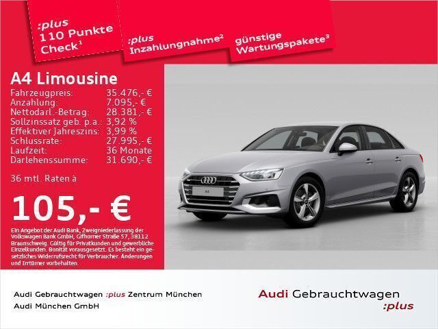 Florettsilber metallic Gebraucht 2024 Audi A4 Advanced Plus Limousine | 36.995 € (Fairer Preis) - Bild 1/2