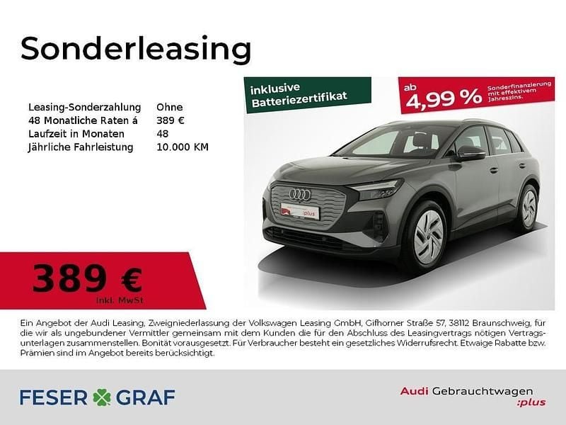 Taifungrau metallic Gebraucht 2024 Audi Q4 e-tron Ambiente SUV | 39.440 € (Superpreis) - Bild 1/4