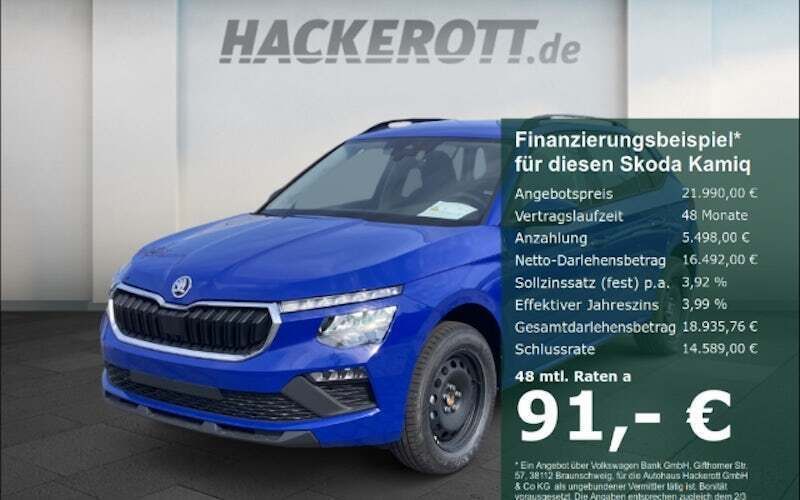 Blau Neu 2024 Skoda Kamiq Essence SUV | 21.990 € (Guter Preis) - Bild 1/4