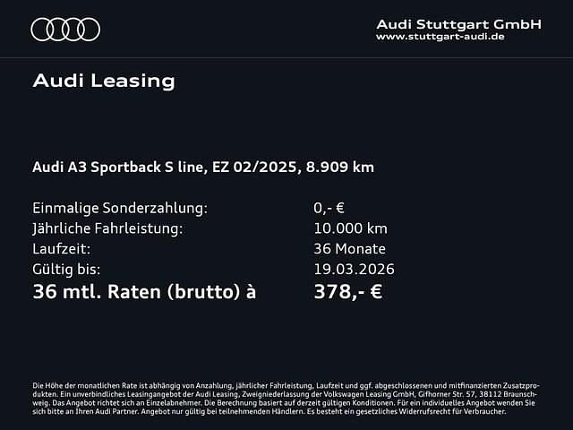 Gebraucht Audi A3 Advanced Plus 150 PS (110 kW) 2025 Gletscherweiß metallic Limousine