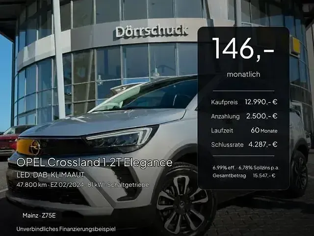 Gebraucht Opel Crossland Elegance 110 PS (80 kW) 2024 Aluminiumgrau metallic (metallic) SUV
