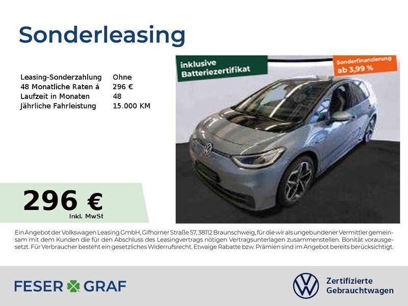 Blau Gebraucht 2021 VW ID.3 Pro Kleinwagen | 23.250 € (Fairer Preis) - Bild 1/2