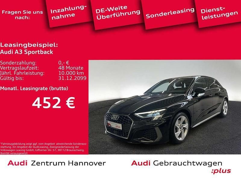 0e mythosschwarz metallic (metallic) Gebraucht 2022 Audi A3 S-Line Limousine | 29.450 € (Fairer Preis) - Bild 1/4