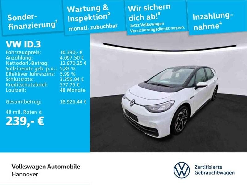 Gebraucht VW ID.3 Pure 110 kW (150 PS) 2021 Weiß Kleinwagen