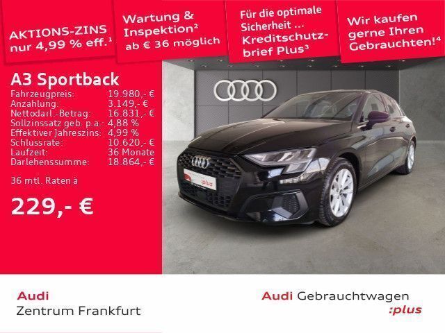 Schwarz Gebraucht 2022 Audi A3 Sportback Limousine | 19.980 € (Superpreis) - Bild 1/2