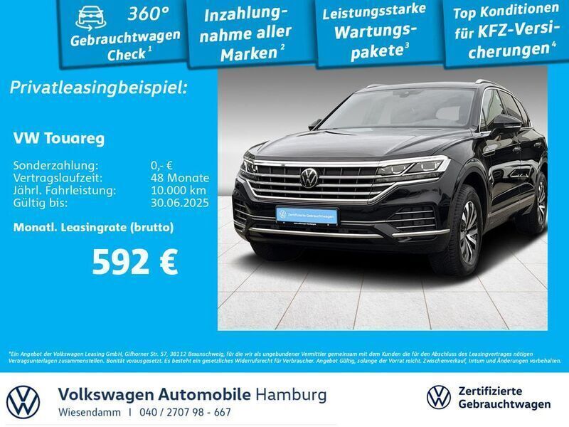 Deep black perleffekt (metallic) Gebraucht 2021 VW Touareg Elegance SUV | 45.990 € (Fairer Preis) - Bild 1/3
