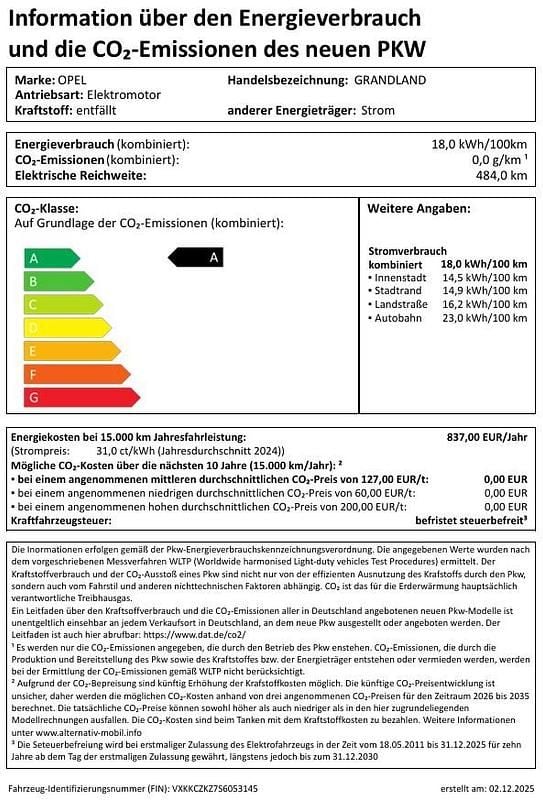 Weiß Neu 2025 Opel Grandland Electric Ultimate SUV | 55.350 € (Teuer) - Bild 1/2