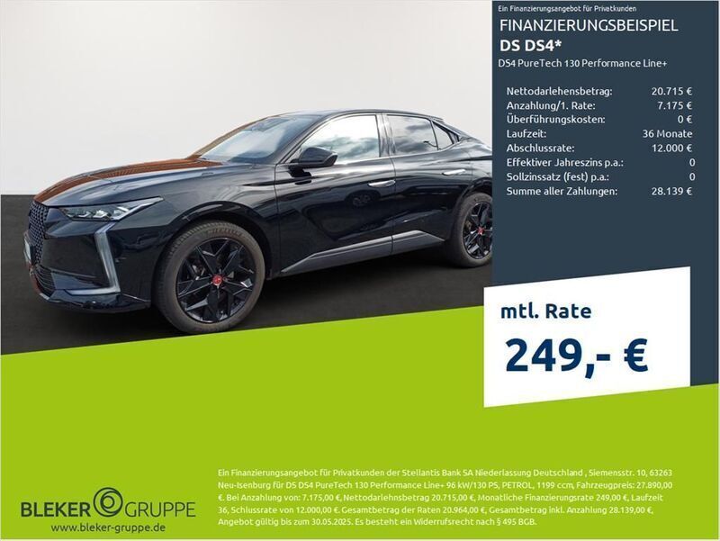 Perlaneraschwarz (metallic) Gebraucht 2023 DS Automobiles DS4 Performance Line Plus Limousine | 27.890 € (Fairer Preis) - Bild 1/3