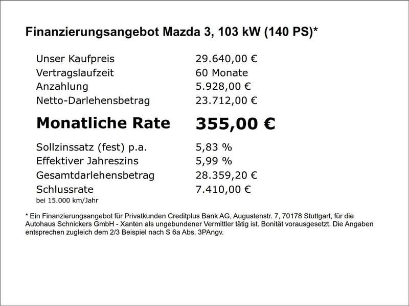 Neu Mazda 3 Exclusive 140 PS (102 kW) 2026 Jet black Limousine