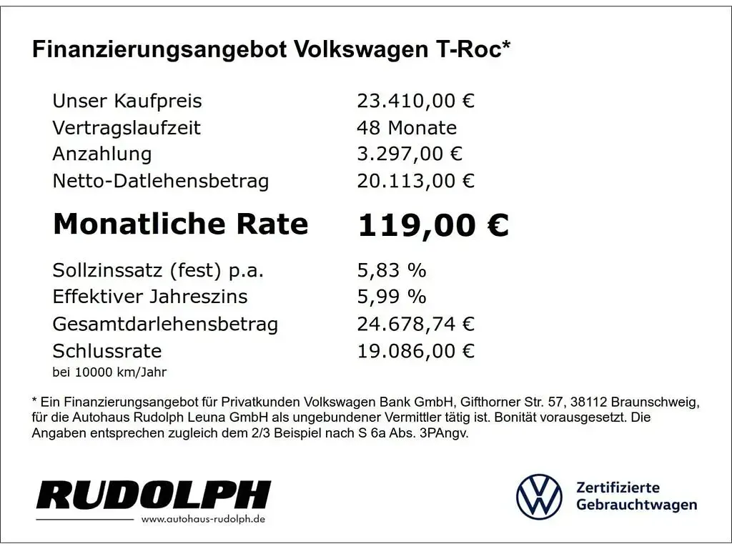 Gebraucht VW T-Roc Goal 116 PS (85 kW) 2025 Weiss SUV