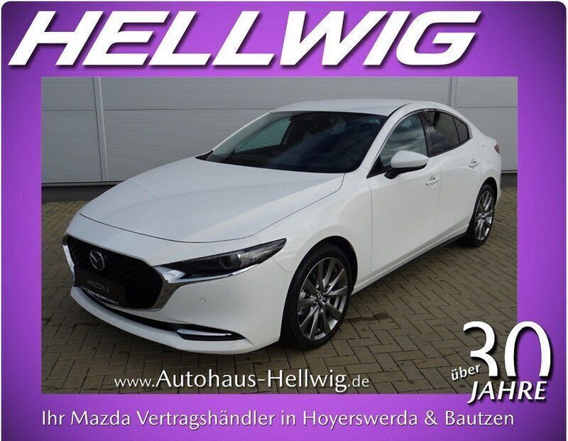 Arctic white Neu 2024 Mazda 3 Exclusive Limousine | 29.780 € - Bild 1/4