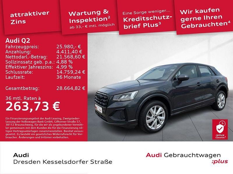 H1 manhattangrau metallic Gebraucht 2022 Audi Q2 Advanced Plus SUV | 25.980 € (Superpreis) - Bild 1/4