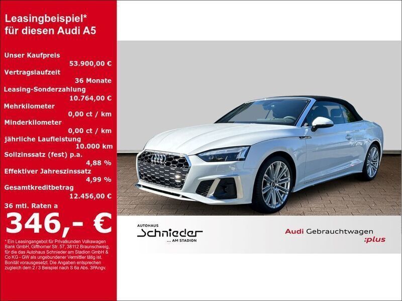 Weiss Gebraucht 2024 Audi A5 Cabriolet S-Line Cabrio | 55.900 € (Teuer) - Bild 1/3