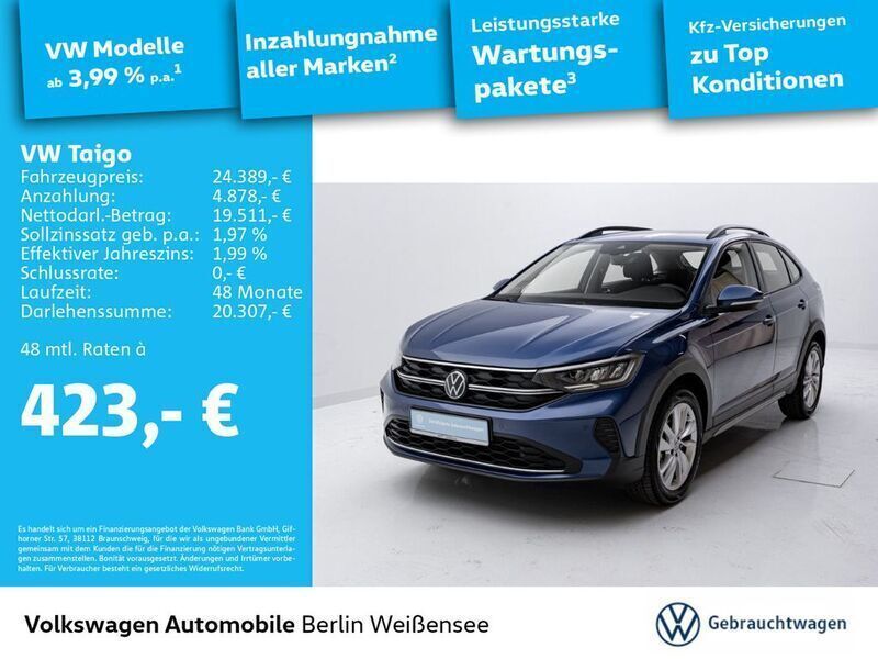 Reef blue metallic Gebraucht 2024 VW Taigo Life SUV | 26.365 € (Fairer Preis) - Bild 1/4