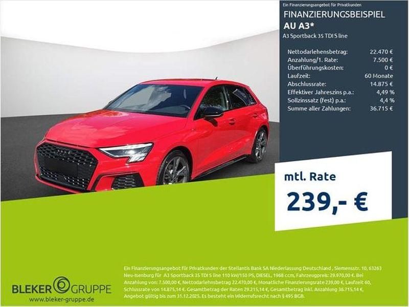 Tangorot metallic (metallic) Gebraucht 2023 Audi A3 Sportback S-Line Kleinwagen | 29.970 € (Fairer Preis) - Bild 1/3