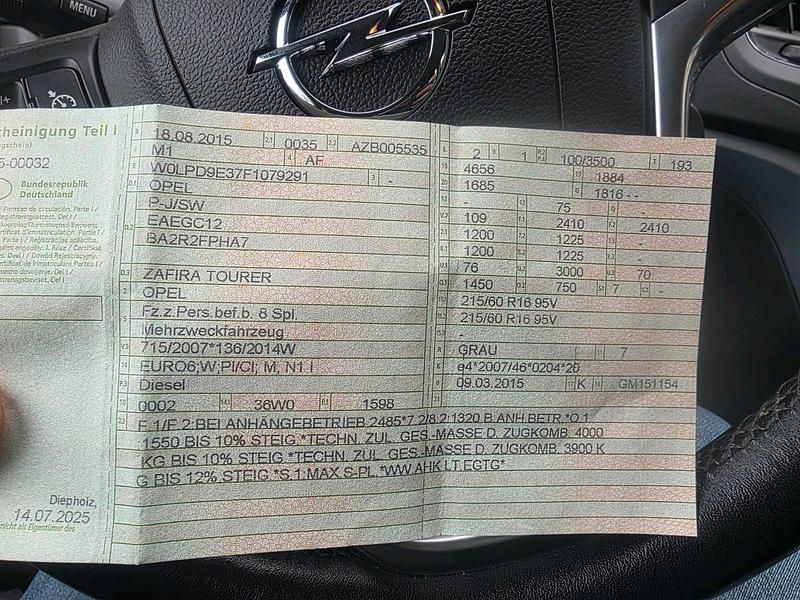 Gebraucht Opel Zafira 134 PS (98 kW) 2015 Grau Van / Kleinbus