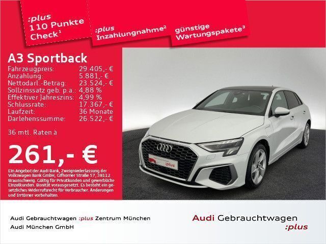 Gletscherweiß metallic Gebraucht 2022 Audi A3 Sportback e-tron S-Line Limousine | 32.583 € (Etwas zu teuer) - Bild 1/2