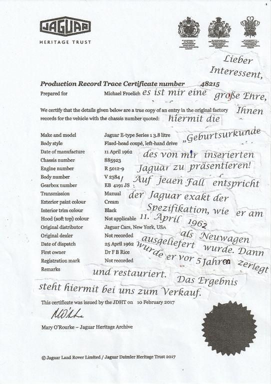 Gebraucht Jaguar E-Type 265 PS (194 kW) 1962 Weiß Coupé