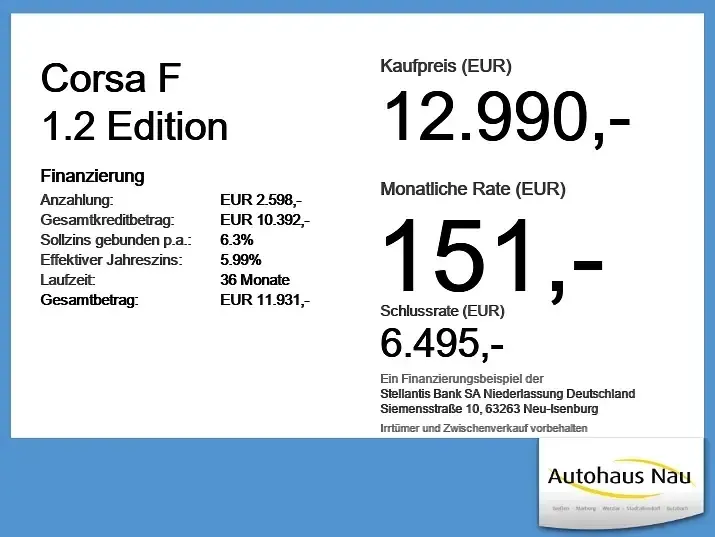 Gebraucht Opel Corsa Edition 75 PS (55 kW) 2023 Jade weiss/arktis weiss Kleinwagen