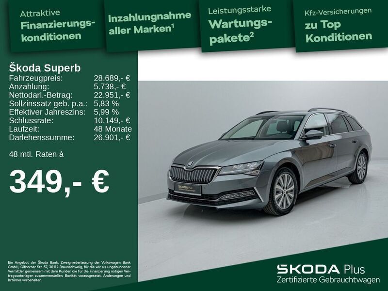 Graphitegrau metallic met. Gebraucht 2023 Skoda Superb Ambition Kombi | 28.689 € - Bild 1/4