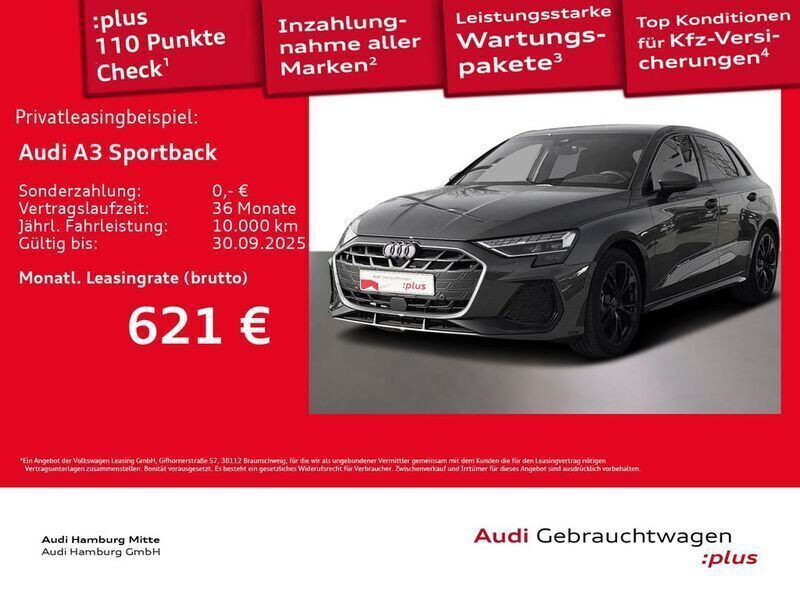 Grau Gebraucht 2025 Audi A3 Sportback S-Line Kleinwagen | 46.955 € (Etwas zu teuer) - Bild 1/3