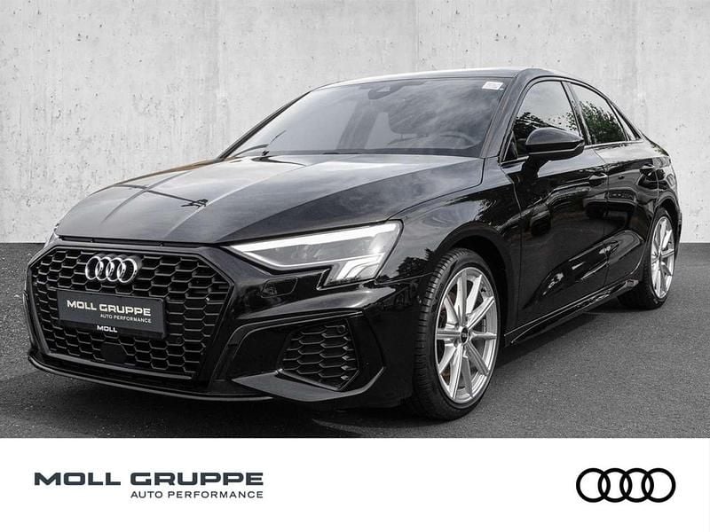 Mythosschwarz metallic Gebraucht 2021 Audi A3 S-Line Limousine | 26.160 € (Fairer Preis) - Bild 1/3