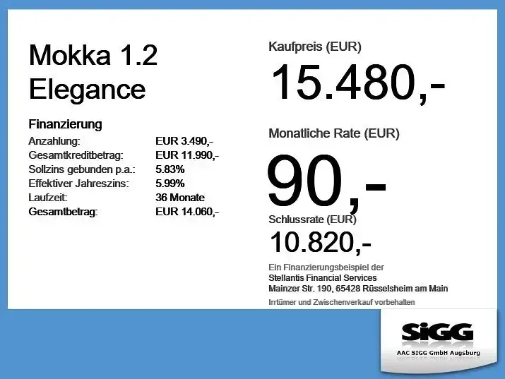 Gebraucht Opel Mokka Elegance 101 PS (74 kW) 2022 Jade weiss SUV