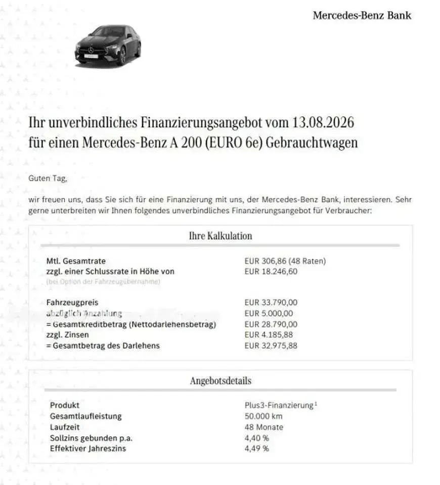 Gebraucht Mercedes A200 Progressive 163 PS (119 kW) 2026 Nachtschwarz  unilack Limousine