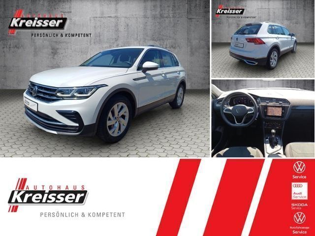 Weiß (pure white) Gebraucht 2021 VW Tiguan Elegance SUV | 27.380 € (Fairer Preis) - Bild 1/4