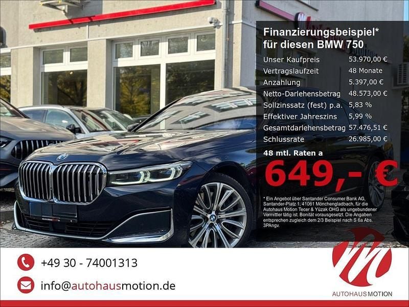 Imperialblau brillanteffekt me Gebraucht 2020 BMW 750L Performance Limousine | 53.970 € - Bild 1/4