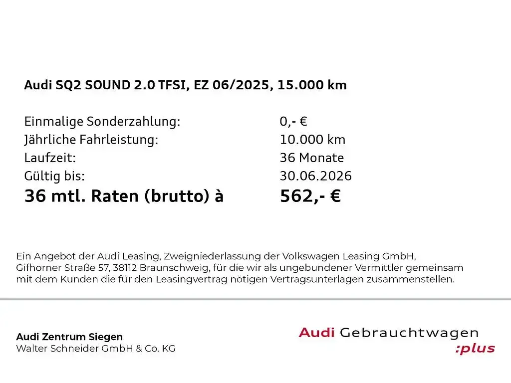 Gebraucht Audi SQ2 S-Line 300 PS (220 kW) 2024 Daytonagrau perleffekt SUV