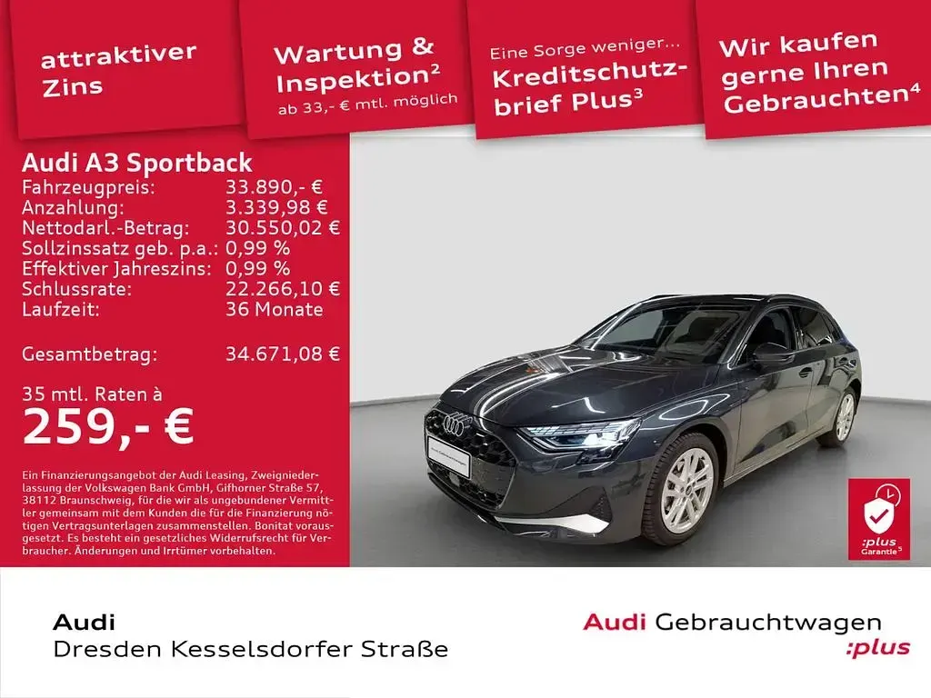 Gebraucht Audi A3 Advanced Plus 150 PS (110 kW) 2025 Manhattangrau metallic Limousine