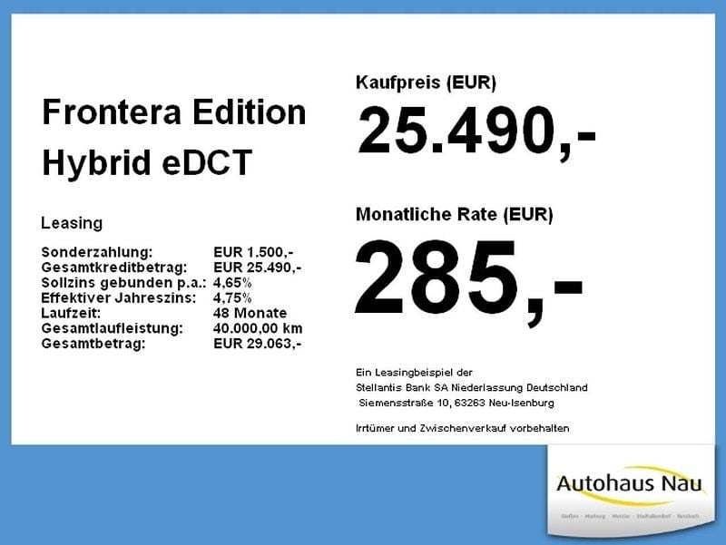 Neu Opel Frontera Edition 110 PS (80 kW) 2025 Kristall silber SUV