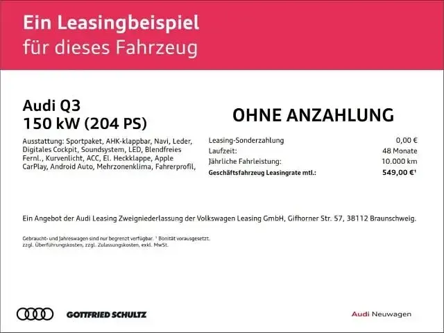 Neu Audi Q3 Sportback S-Line 204 PS (150 kW) 2026 Grau SUV