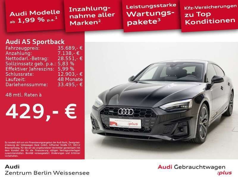 Mythosschwarz metallic Gebraucht 2021 Audi A5 S-Line Coupé | 35.689 € (Fairer Preis) - Bild 1/4