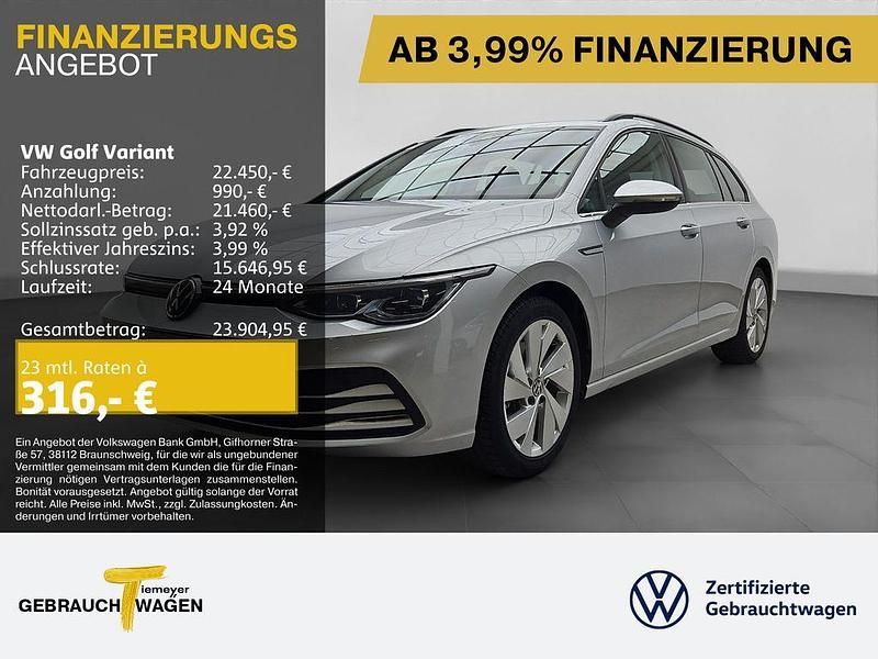 Silber Gebraucht 2022 VW Golf VIII Style Kombi | 22.450 € (Guter Preis) - Bild 1/4