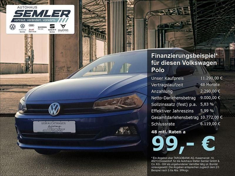 Gebraucht VW Polo Trendline 65 PS (47 kW) 2019 Blau Kleinwagen