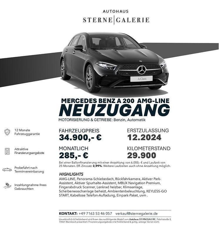 Kosmosschwarz metalliclack Gebraucht 2024 Mercedes A200 AMG line Limousine | 34.900 € (Etwas zu teuer) - Bild 1/1