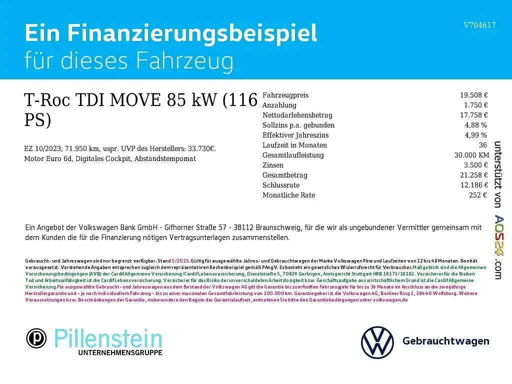 Gebraucht VW T-Roc Move 116 PS (85 kW) 2023 Weiß SUV