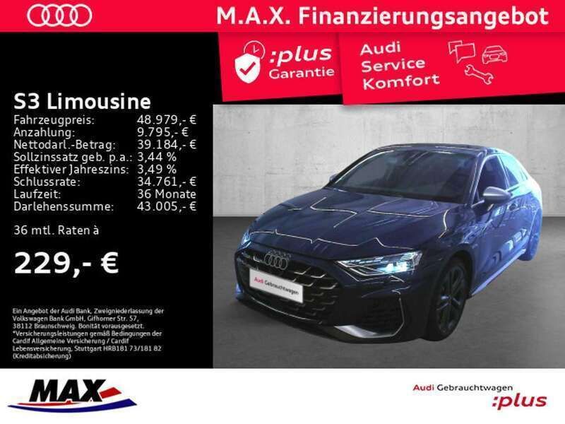 Ascariblau metallic Gebraucht 2024 Audi S3 Ambiente Limousine | 48.979 € (Teuer) - Bild 1/3