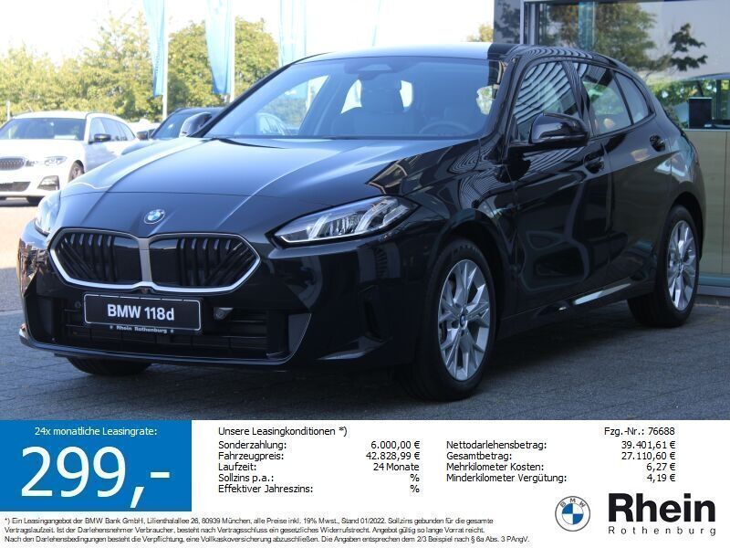 Saphirschwarz metallic Neu 2024 BMW 118 Sport Line Kleinwagen | 33.299 € (Superpreis) - Bild 1/4