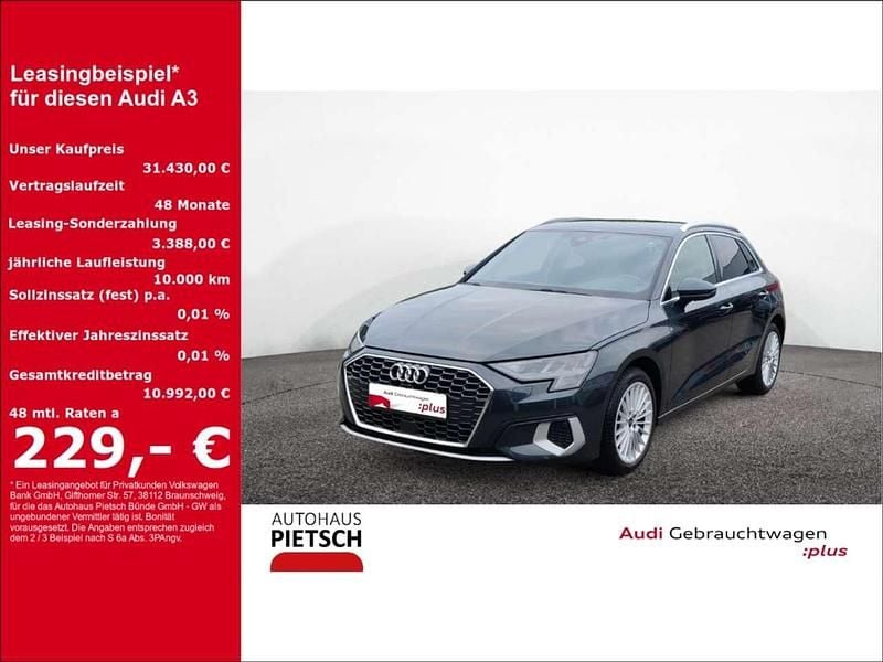 Grau Gebraucht 2024 Audi A3 Sportback Ambiente Limousine | 31.430 € (Guter Preis) - Bild 1/4