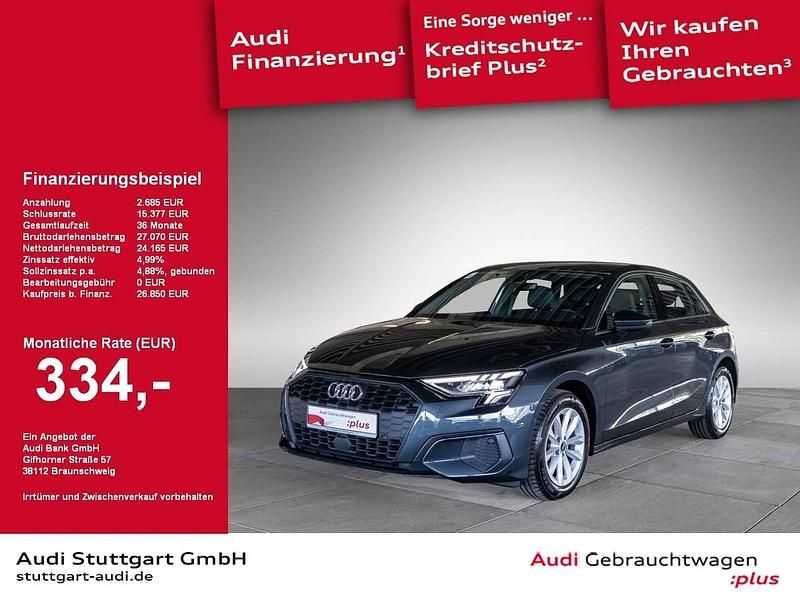 Manhattangrau metallic Gebraucht 2022 Audi A3 Sportback Limousine | 26.320 € (Fairer Preis) - Bild 1/2