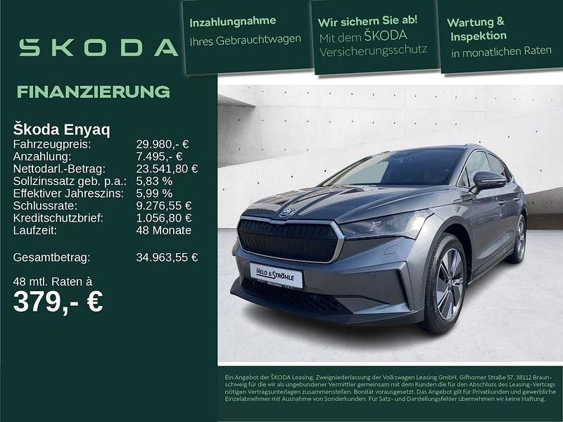 5x graphitegrau metallic Gebraucht 2022 Skoda Enyaq iV Lounge SUV | 29.980 € (Superpreis) - Bild 1/4