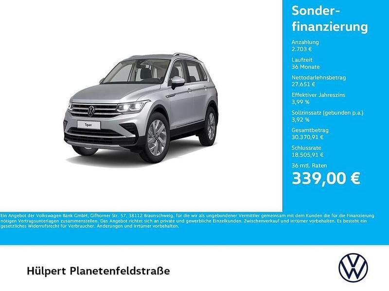 Reflexsilber metallic Gebraucht 2022 VW Tiguan Elegance SUV | 30.521 € (Fairer Preis) - Bild 1/4