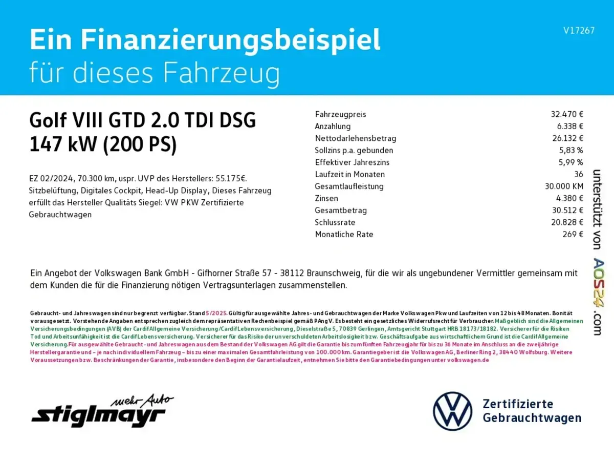 Gebraucht VW Golf VIII GTD 200 PS (147 kW) 2024 Deep black perleffekt Limousine